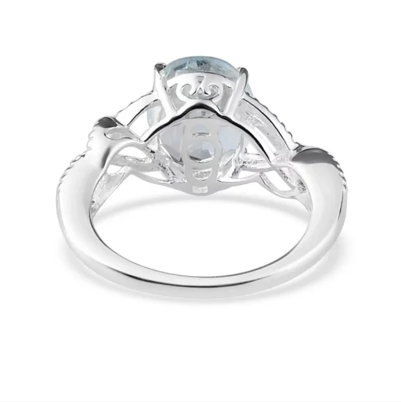 Genuine Sky Blue Topaz 💙 Ring Platinum over Sterling Silver Sz 11! - Picture 5 of 8